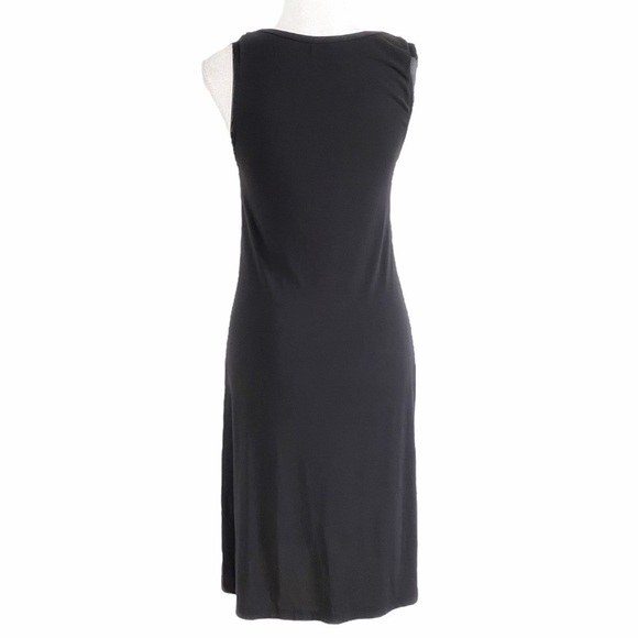 Shan BY SHAN BLACK SLEEVELESS MESH STRETCH JERSEY SHIFT MIDI SLIP DRESS - 8 - Picture 3 of 8